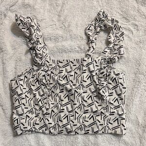 Chic Black and White Patterned Crop Top